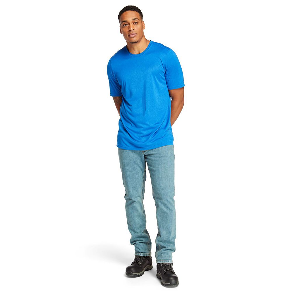 Timberland Mens T-Shirts PRO® Big & Tall Wicking Good Sport Short-Sleeve - Blue - India EZ7310652